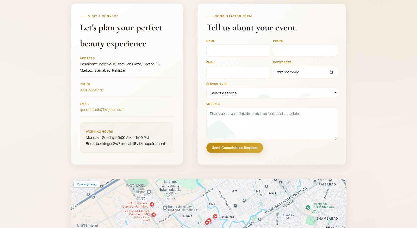 Bridal services page